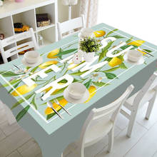 Tropical Summer Lemon with Plants Leaves Tablecloth Rectangle Waterproof Lemon Table Cloth Dining Table Cover Party Home Decor 2024 - buy cheap