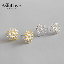AsinLove Real 925 Sterling Silver Simple Elegant Sunflower Flower Stud Earrings Temperament Wild Jewelry for Women Girls Gift 2024 - buy cheap