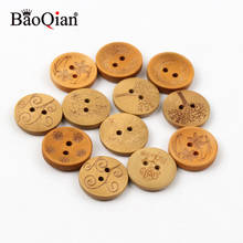 50Pcs/lot Natural Color Wooden Buttons 20mm Wood Grain Button Sewing DIY Crafts Scrapbooking For Clothes Decor 2024 - buy cheap