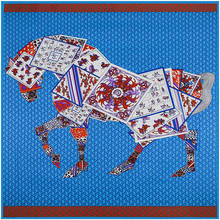 Bufanda de seda 130 para mujer, chales grandes con estampado de caballo y animal, chales cuadrados de sarga, 130 x 100% cm 2024 - compra barato