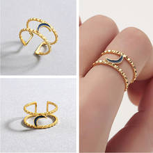 Женское кольцо с черной луной Kinitial, эффектное золотистое кольцо с геометрическим рисунком, ювелирное изделие для девушек, 2019 2024 - купить недорого