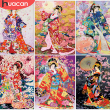 HUACAN Full Square/Round Drill 5D Diamond Painting Geisha Japan Embroidery Mosaic Portrait Cross Stitch Home Decor 2024 - buy cheap