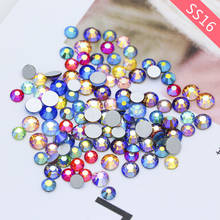 Diamantes de imitación ss16 de 144/1440p para decoración de uñas, gemas planas de Cristal AB de Color, sin fijación térmica, para tarjetas de boda 2024 - compra barato