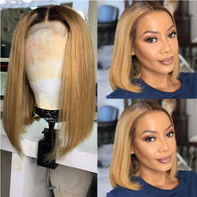 Ombre Brown 1B30# Color Cut Short Bob Bleached Knots Transparent 13*4/6 Lace Front Human Scalp Top Closure Wigs For Women 2024 - buy cheap