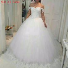NUOXIFANG-vestidos de novia con apliques de princesa, ropa de boda con encaje y cuentas, con hombros descubiertos, de novia 2024 - compra barato