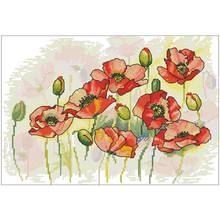 Delicate poppy patterns Counted Cross Stitch 11CT 14CT 18CT DIY Chinese Cross Stitch Kits Embroidery Needlework Sets 2024 - buy cheap