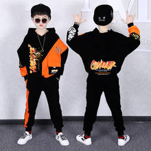 Kids Boys Clothes 13 14 Years Hooded Hip-hop Designer Clothes Tracksuit 2021 Spring Autumn Loose Long-sleeve Sweater Two Piece 2024 - buy cheap