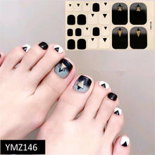 1sheet Toe Nail Art Adhesive Sticker 22Tips Black White Geometric Triangle Patterns Nail Polish Stickers Wraps for Toenail Decor 2024 - compre barato