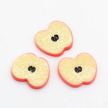 100 peças decoração de artesanato faça você mesmo cabochão de resina fofa maçã em miniatura arte de comida com parte traseira lisa 2024 - compre barato