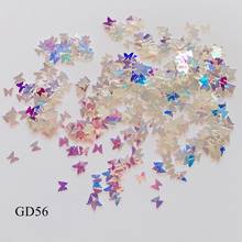 Partes de glitter para arte em unhas 50 segundos 4*3mm brilhante borboleta glitter nail art decoração gd56 2024 - compre barato