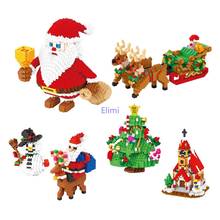 Minibloques de Papá Noel para niños, modelo de árbol, ladrillo de plástico, alce divertido, regalo de Navidad, regalo de Año Nuevo para niñas 2024 - compra barato
