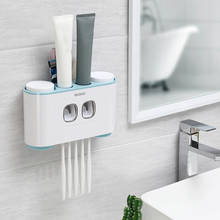 Dispensador automático de pasta de dientes, exprimidor de pasta dental con soporte de pared, estante de almacenamiento con tazas Set de accesorios de baño 2024 - compra barato