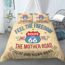 Route americana 66 conjunto de cama de edredom com fronha, cobertura edredon 2/3 pçs 2024 - compre barato