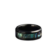 Hot Sales Beauty Paua Shell Ring Tungsten Steel Men And Women Couple Rings 2024 - buy cheap