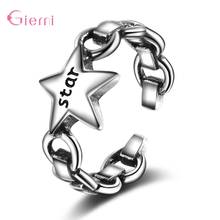 925 Sterling Silver Punk-Style Smile Geometric Opening Rings Women Girl Creative Vintage Party Jewelry Gifts 2024 - buy cheap