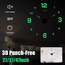 DIY 3D Punch-Free Wall Clock Silent Quartz Luminous Decor Sticker Wall Night Clocks 2024 - buy cheap