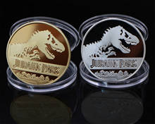 2pcs/lot  Gold Silver Plated Coins Jurassic Park Dinosaur Commemorative Coin Collection Birthday Christmas Business Gifts 2024 - buy cheap
