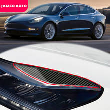 Jameo Auto for Tesla Model 3 2017 2018 2019 2020 Carbon Fiber Front Headlight Head Light Lamp Cover Eyelid Eyelids Eyebrow Trim 2024 - buy cheap