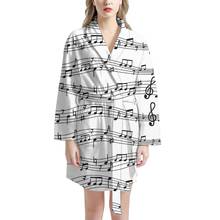 Nightdress design da marca senhoras roupão nota musical impressão pijamas casa pano meninas inverno longo-sleeved pijamas camisola quente 2024 - compre barato