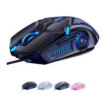 Mouse óptico gamer ajustável 6d, com fio, 4 velocidades, dpi, rgb, 7 cores, retroiluminado, silencioso, para computador e notebook 2024 - compre barato