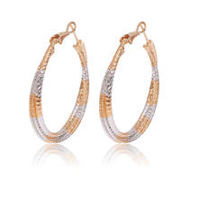 MxGxFam Two Gold Color 18 K Round Circle Earrings 3 Hoops For Women Fashion Jewelry 2024 - купить недорого
