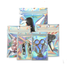 Bolsa de cosméticos de sal de baño plana de 5 tamaños, Mini bolsas de papel de aluminio holográfico transparente de un lado con cierre grueso, 100 Uds. 2024 - compra barato