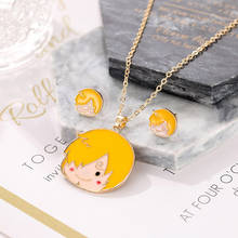 2020 trendy golden enamel cute lovely small girl pendant necklace earring set for women girl party jewelry gift 2024 - buy cheap