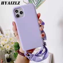 Silicone Phone Cases For iPhone 12 mini SE 2020 11 Pro Max XR X XS 6 7 8 Candy Colors Shockproof Cover With Crossbody Lanyard 2024 - buy cheap