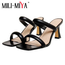 MILI-MIYA Summer Fashion Square Toe Women Brand Sandals Slipper Cozy High Heeled Ladies Mules Elegant Female Outside Slides 2024 - buy cheap