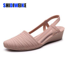 Women Sandals Women Pumps Pointed Toe Jelly Shoes Soft Sole Low Heel Sandals Daily Street Beach Outdoor Casual Shoes Pink 2024 - buy cheap