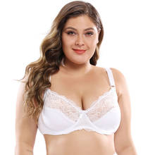 Women's Ultra thin Bra Full Coverage Sexy Soft Underwire Lace Unlined Brassiere Minimizer Bh Plus Size 38 40 42 44 46 48 50 BCDE 2024 - buy cheap