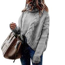 Bella philosophy autumn winter new loose large size sweater ladies solid long sleeve pullover female high collar knitted sweater 2024 - buy cheap