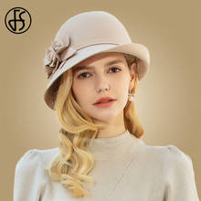 FS 100% Australian Black Wool Felt Fedora Hats For Women Vintage Wide Brim Winter Church Cloche Derby Hat Fedoras Bowler Cap 2024 - buy cheap
