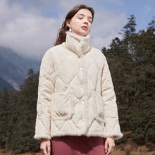 2021 inverno nova moda feminina pato branco para baixo casaco de pele feminina costura engrossar puffer jaqueta cor sólida oversize quente outwear 2024 - compre barato