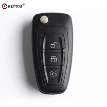 KEYYOU для Ford Filp автомобильный чехол для ключей Fob 3 кнопки чехол для Ford Focus Fiesta 2013 Mondeo c max авто Замена ключа 2024 - купить недорого