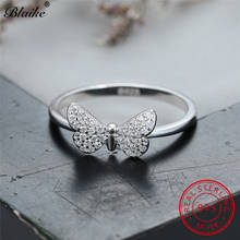 Animal Butterfly Ring 925 Sterling Silver Engagement Rings For Women White Crystal Stone Wedding Bands Thin Ring Gold Jewelry 2024 - buy cheap