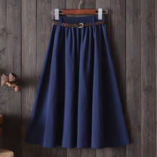 Винтажные женские юбки средней длины размера плюс, элегантная клетчатая юбка средней длины, плиссированная Однотонная юбка, Женская Осенняя юбка, Faldas Largas Mujer 2024 - купить недорого