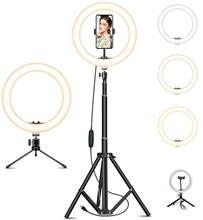 Anillo de luz con trípode ajustable para Selfie, soporte de teléfono para transmisión en vivo/MAQUILLAJE, regulable, luz Led para cámara tiktok 2024 - compra barato