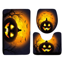 3pcs Halloween Bathroom Mat Set Cat Pumpkin Printed Anti Slip Shower Bath Mat Carpet Home Decor Toilet Lid Cover Rug Floor Mats 2024 - buy cheap