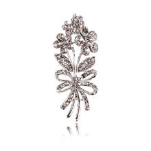 1pcs/lot 26x57mm Exquisite fashion Korean geometric flower brooch alloy rhinestone brooch  For Women Dress Coat Accessories 2024 - buy cheap