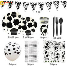 Animal Farm Cow them Disposable Tableware Party  Banner Plates Napkin Cups Cow Balloon Happy Birthday for Baby Shower Party 2024 - buy cheap