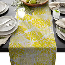 Toalha de mesa moderna abstrata flor amarela, corredor para festa de casamento, natal, bolo floral, decoração de casa 2024 - compre barato