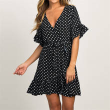 Summer Dress 2020 Boho Style Beach Dress Fashion Short Sleeve V-neck Polka Dot A-line Party Dress Sundress Vestidos 2024 - buy cheap