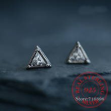 Женские Треугольные Серьги-гвоздики с кристаллами, винтажные дизайнерские ювелирные изделия из стерлингового серебра 925 пробы 2024 - купить недорого