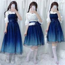 Vestido de lolita Estilo vintage para chica, prenda de gasa con degradado de cielo estrellado, estilo victoriano, kawaii, gótico, lolita jsk loli cos 2024 - compra barato