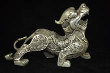 Coleccionable antiguo Vintage China Tibet plata tallado rico dragón raro grande estatua 2024 - compra barato