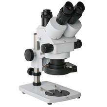 Microscopio estéreo Trinocular con Zoom continuo, dispositivo simul-focal de 7X-45X, con soporte y anillo de iluminación LED de 144 grados para inspección industrial 2024 - compra barato