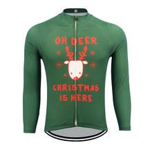 Feliz natal dos homens verde manga longa camisa de bicicleta wear inverno velo & fino ciclismo roupas mtb ropa ciclismo 2024 - compre barato