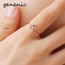 Геометрическое кольцо с сердечком золотого цвета, серебряного цвета, черного цвета, регулируемые открытые кольца на палец для девочек 2024 - купить недорого