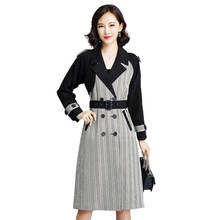 2020 New Spring Women Long Trench Coats Double Breasted Stripe Overcoat Slim Belt Cloak Windbreaker Female Plus Size Outerwears 2024 - buy cheap